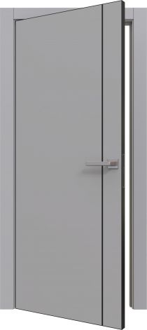 Межкомнатная дверь Prime Line 1 цвет Grey silk (чёрный молдинг/кромка чёрная ABS)